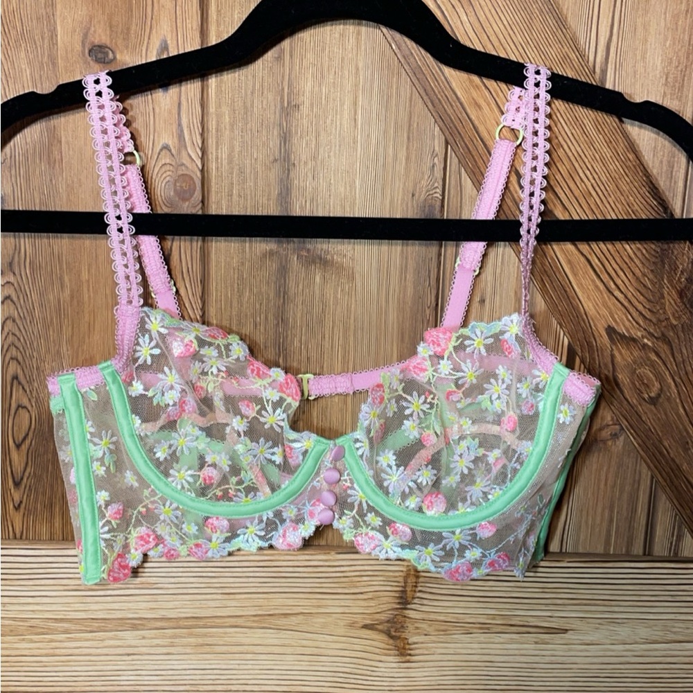 For Love and Lemons Strawberries and Daisies Lingerie Bra
